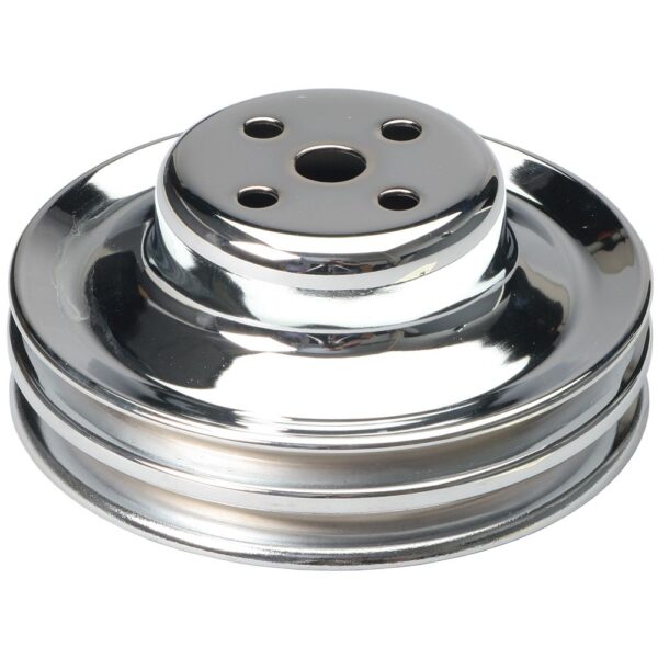 TRANS-DAPT PERFORMANCE PRODUCTS WATER PUMP PULLEY; 2 GROOVE; 1965-1966 FORD 289; O.E. WATER PUMP- CHROME