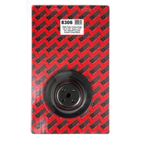 TRANS-DAPT PERFORMANCE PRODUCTS WATER PUMP PULLEY; 1 GROOVE; 1965-1966 FORD 289; O.E. WATER PUMP- ASPHALT BLACK POWDER COAT