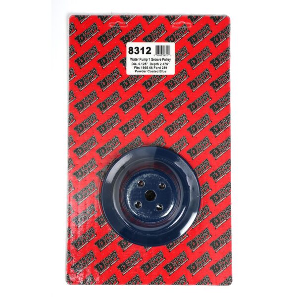 TRANS-DAPT PERFORMANCE PRODUCTS WATER PUMP PULLEY; 1 GROOVE; 1965-1966 FORD 289; O.E. WATER PUMP- FORD BLUE POWDER COATED