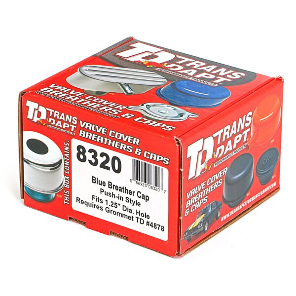 TRANS-DAPT PERFORMANCE PRODUCTS PUSH-IN STYLE BREATHER CAP ONLY (WITHOUT GROMMET); 2-3/4 IN. DIAMETER- FORD BLUE POWDER COATED