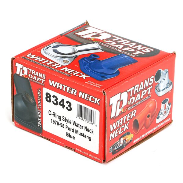 TRANS-DAPT PERFORMANCE PRODUCTS FORD BLUE POWDER-COATED WATER NECK; 79-95 MUSTANG