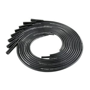 TSP Universal Ignition Wires; 8.5mm Black; Straight Plug Boots