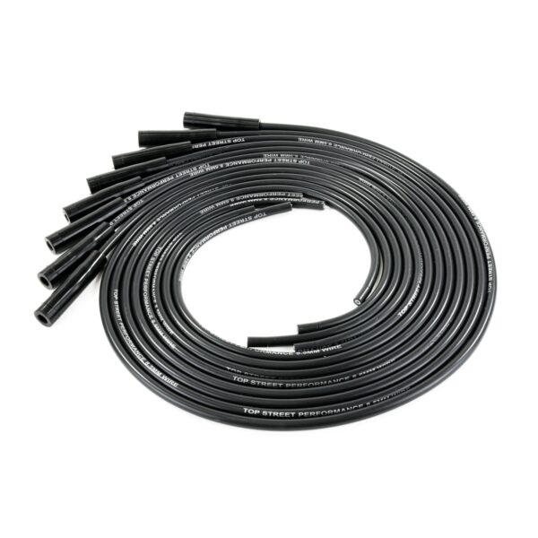 TSP Universal Ignition Wires; 8.5mm Black; Straight Plug Boots