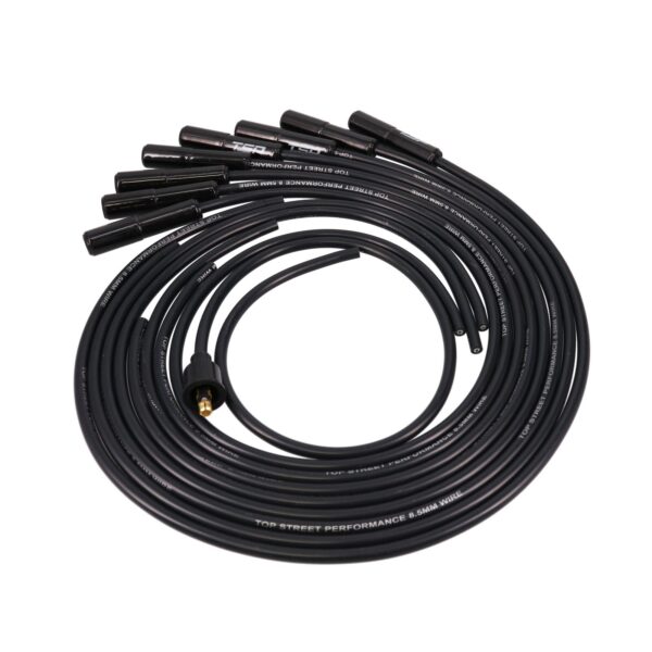 Universal Ignition Wires; 8.5mm Black; Straight Black Ceramic Plug Boots