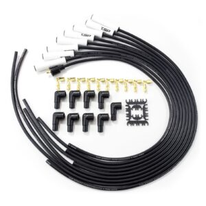 TSP Universal Ignition Wires; 8.5mm Black; Straight Ceramic Plug Boots