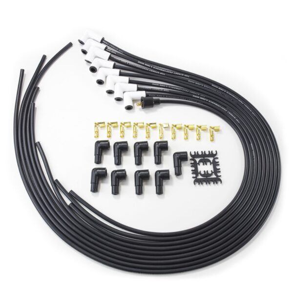 TSP Universal Ignition Wires; 8.5mm Black; 90 Deg. CeramicPlug Boots