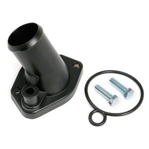 TRANS-DAPT PERFORMANCE PRODUCTS ASPHALT BLACK POWDER-COATED WATER NECK (THERMOSTAT HOUSING); SB FORD 260-351W (45 DEGREE)
