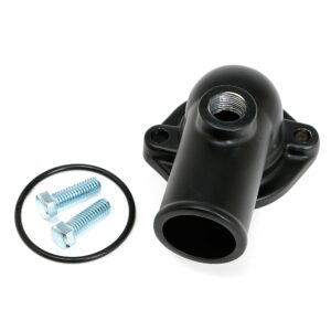 TRANS-DAPT PERFORMANCE PRODUCTS ASPHALT BLACK POWDER-COATED WATER NECK (THERMOSTAT HOUSING); FORD 429-460 (3/8 IN. NPT PORT)