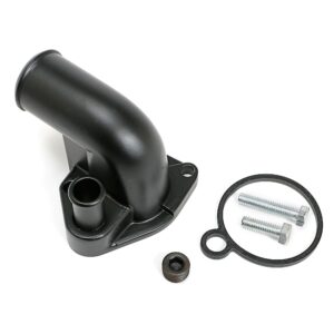 TRANS-DAPT PERFORMANCE PRODUCTS ASPHALT BLACK POWDER-COATED WATER NECK (THERMOSTAT HOUSING); 79-95 MUSTANG