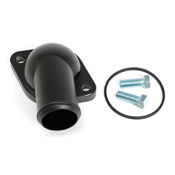 TRANS-DAPT PERFORMANCE PRODUCTS ASPHALT BLACK POWDER-COATED WATER NECK (THERMOSTAT HOUSING); 64-79 PONTIAC V8 (NOT 389)