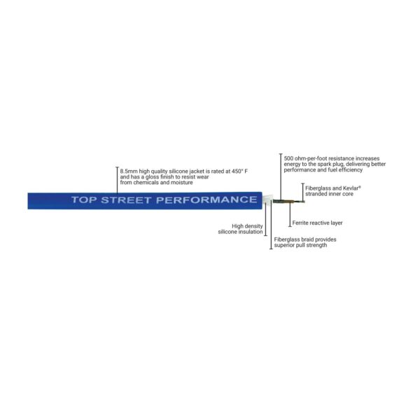 TSP Universal Ignition Wires; 8.5mm Blue; 135? Plug Boots
