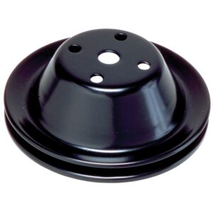 TRANS-DAPT PERFORMANCE PRODUCTS WATER PUMP PULLEY; 1 GROOVE; 1955-1968 CHEVROLET 283-350; SHORT WATER PUMP-ASPHALT BLACK POWDER COAT