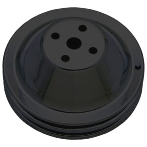 TRANS-DAPT PERFORMANCE PRODUCTS WATER PUMP PULLEY; 2 GROOVE; 1955-1968 CHEVROLET 283-350; SHORT WATER PUMP-ASPHALT BLACK POWDER COAT