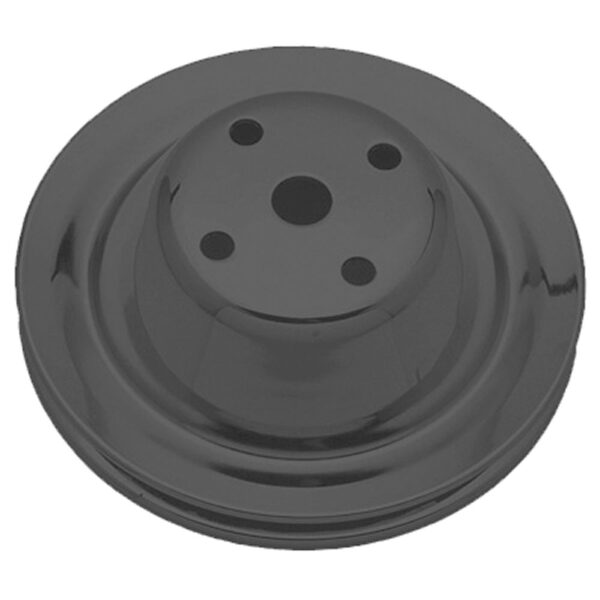 TRANS-DAPT PERFORMANCE PRODUCTS WATER PUMP PULLEY; 1 GROOVE; 1969-1985 CHEVROLET 283-350; LONG WATER PUMP- ASPHALT BLACK POWDER COAT