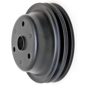 TRANS-DAPT PERFORMANCE PRODUCTS CRANKSHAFT PULLEY; 2 GROOVE; 1969-1985 CHEVROLET 283-350; LONG WATER PUMP- ASPHALT BLACK POWDER COAT