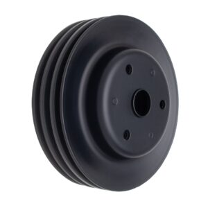 TRANS-DAPT PERFORMANCE PRODUCTS CRANKSHAFT PULLEY; 3 GROOVE; 1969-1985 CHEVROLET 283-350; LONG WATER PUMP- ASPHALT BLACK POWDER COAT