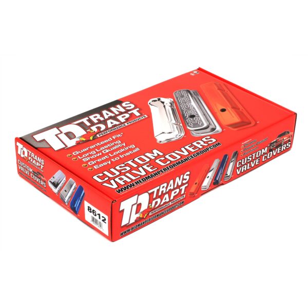 TRANS-DAPT PERFORMANCE PRODUCTS OLDS OFFSET HOLE ASPHALT BLACK POWDER COATED VALVE COVERS