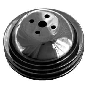 TRANS-DAPT PERFORMANCE PRODUCTS WATER PUMP PULLEY; 2 GROOVE; 1965-1968 CHEVROLET 396-454; SHORT WATER PUMP-ASPHALT BLACK POWDER COAT