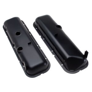 TRANS-DAPT PERFORMANCE PRODUCTS O.E.M REPRODUCTION STYLE VALVE COVERS; SHORT; 1965-72 BB CHEVY (RECESSED CORNER)- ASPHALT BLACK