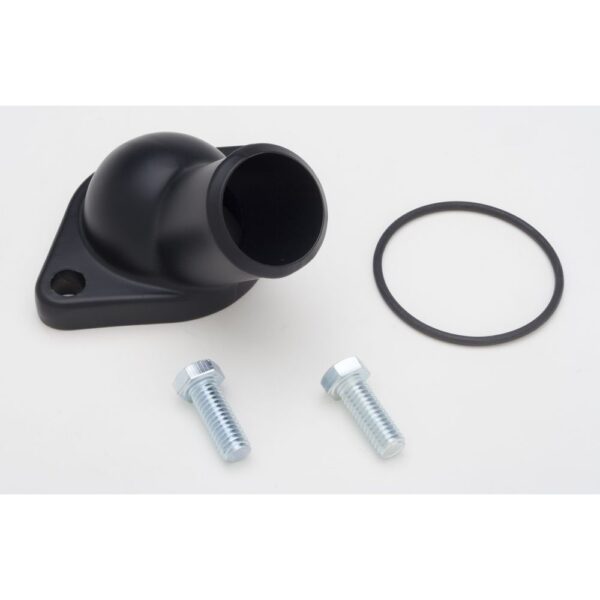 TRANS-DAPT PERFORMANCE PRODUCTS WATER NECK; SB AND BB CHEVY- EARLY MODEL; (O-RING SEAL); - ASPHALT BLACK POWDER COAT