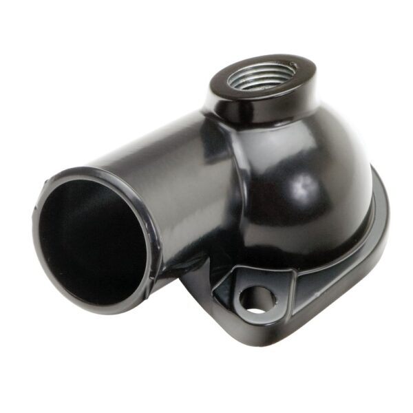 TRANS-DAPT PERFORMANCE PRODUCTS WATER NECK; SB AND BB CHEVY- LATE MODEL (1/2 IN. NPT PORT); (O-RING SEAL); - ASPHALT BLACK POWDER COAT