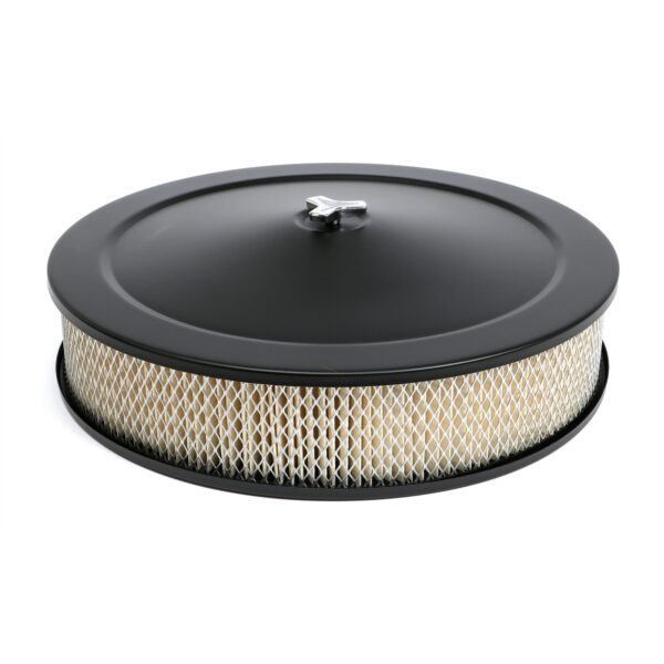 TRANS-DAPT PERFORMANCE PRODUCTS POWDER COATED MUSCLE CAR STYLE AIR CLEANER SET; 14 IN. DIAMETER; 3 IN. TALL- ASPHALT BLACK