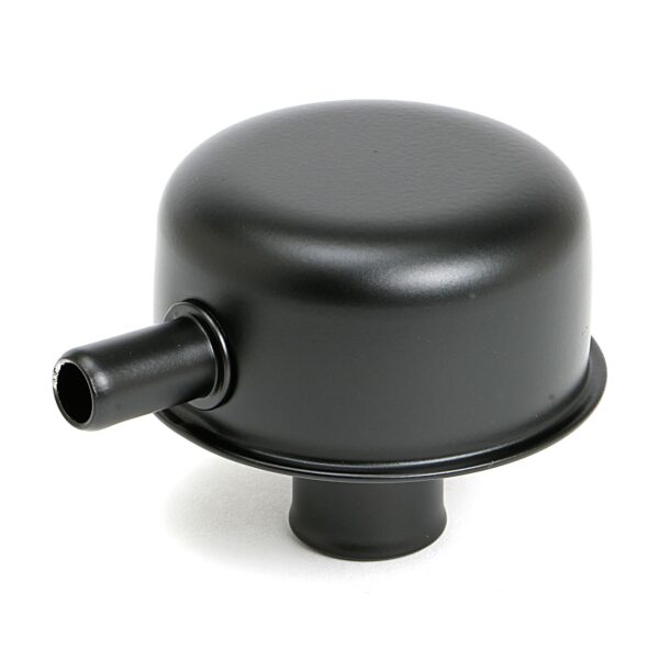 TRANS-DAPT PERFORMANCE PRODUCTS PUSH-IN STYLE BREATHER CAP WITH TUBE (WITHOUT GROMMET); 2-3/4 IN. OVERALL DIAMETER - ASPHALT BLACK POWDER COATED