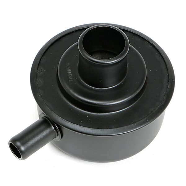 TRANS-DAPT PERFORMANCE PRODUCTS PUSH-IN STYLE BREATHER CAP WITH TUBE (WITHOUT GROMMET); 2-3/4 IN. OVERALL DIAMETER - ASPHALT BLACK POWDER COATED