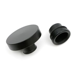 TRANS-DAPT PERFORMANCE PRODUCTS PUSH-IN STYLE OIL CAP; 1-1/4 IN. NECK- ASPHALT BLACK POWDER COATED (ALUMINUM)