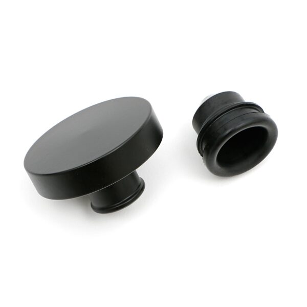 TRANS-DAPT PERFORMANCE PRODUCTS PUSH-IN STYLE OIL CAP; 1-1/4 IN. NECK- ASPHALT BLACK POWDER COATED (ALUMINUM)