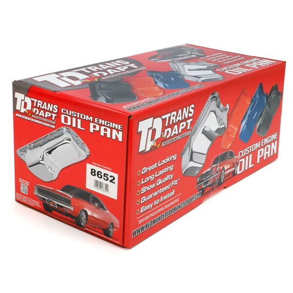 TRANS-DAPT PERFORMANCE PRODUCTS 83-93 FORD 5.0L FOX-BODY SLAM-GUARD OIL PAN; FACTORY FRONT SUMP CARS ONLY- ASPHALT BLACK POWDER COATED