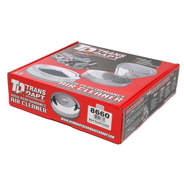 TRANS-DAPT PERFORMANCE PRODUCTS ASPHALT BLACK POWDER COATED 14 IN. RECESS BASE AIR CLEANER