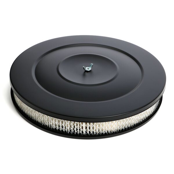 TRANS-DAPT PERFORMANCE PRODUCTS ASPHALT BLACK POWDER COATED 14 IN. RECESS BASE AIR CLEANER