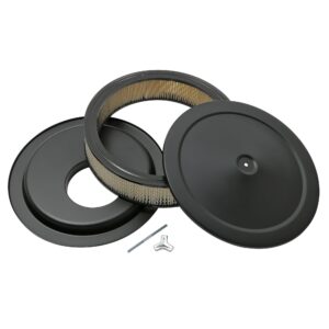 TRANS-DAPT PERFORMANCE PRODUCTS ASPHALT BLACK POWDER COATED AIR CLEANER 14 X 3 OFFSET BASE