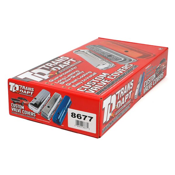 TRANS-DAPT PERFORMANCE PRODUCTS CHEVY 350 LOGO TALL ASPHALT BLACK POWDER COATED VALVE COVERS