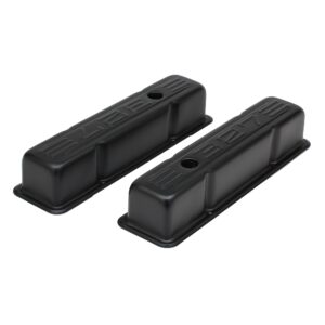TRANS-DAPT PERFORMANCE PRODUCTS CHEVY 327 LOGO TALL ASPHALT BLACK POWDER COATED VALVE COVERS