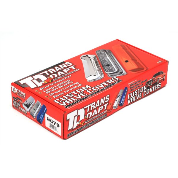 TRANS-DAPT PERFORMANCE PRODUCTS CHEVY 327 LOGO TALL ASPHALT BLACK POWDER COATED VALVE COVERS