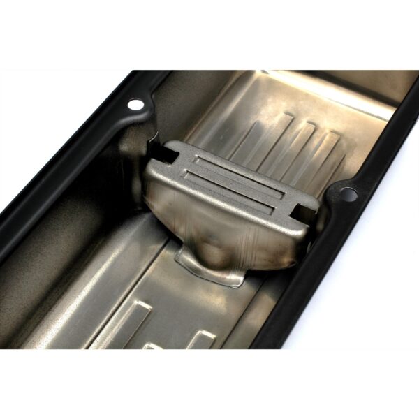 TRANS-DAPT PERFORMANCE PRODUCTS CHEVY 327 LOGO SHORT ASPHALT BLACK POWDER COATED VALVE COVERS