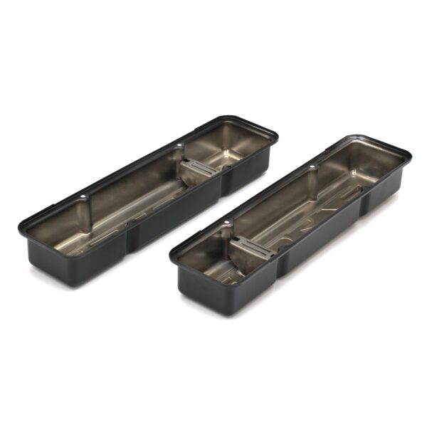 TRANS-DAPT PERFORMANCE PRODUCTS CHEVY 327 LOGO SHORT ASPHALT BLACK POWDER COATED VALVE COVERS