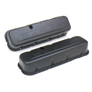 TRANS-DAPT PERFORMANCE PRODUCTS CHEVY 454 LOGO TALL ASPHALT BLACK POWDER COATED VALVE COVERS