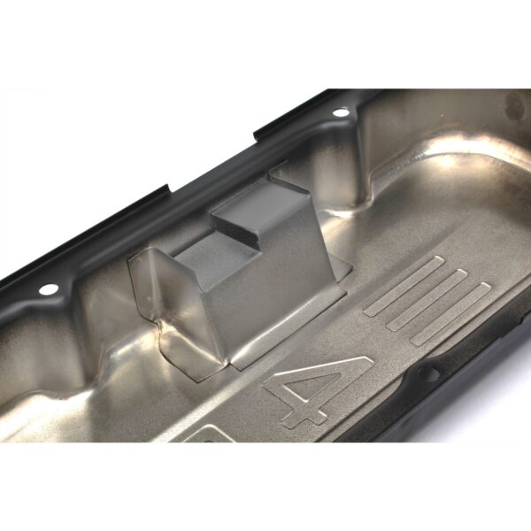 TRANS-DAPT PERFORMANCE PRODUCTS CHEVY 454 LOGO SHORT ASPHALT BLACK POWDER COATED VALVE COVERS