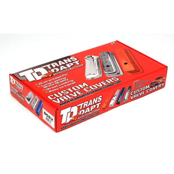 TRANS-DAPT PERFORMANCE PRODUCTS CHEVY 454 LOGO SHORT ASPHALT BLACK POWDER COATED VALVE COVERS