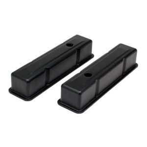 TRANS-DAPT PERFORMANCE PRODUCTS CHEVY 283-400 TALL ASPHALT BLACK POWDER COATED VALVE COVERS- UNBAFFLED