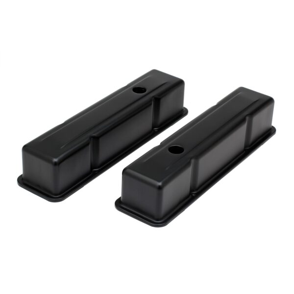 TRANS-DAPT PERFORMANCE PRODUCTS CHEVY 283-400 TALL ASPHALT BLACK POWDER COATED VALVE COVERS- UNBAFFLED