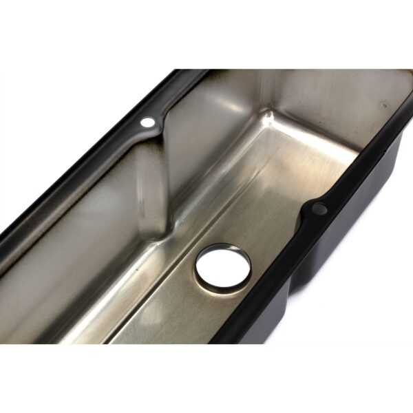 TRANS-DAPT PERFORMANCE PRODUCTS CHEVY 283-400 TALL ASPHALT BLACK POWDER COATED VALVE COVERS- UNBAFFLED