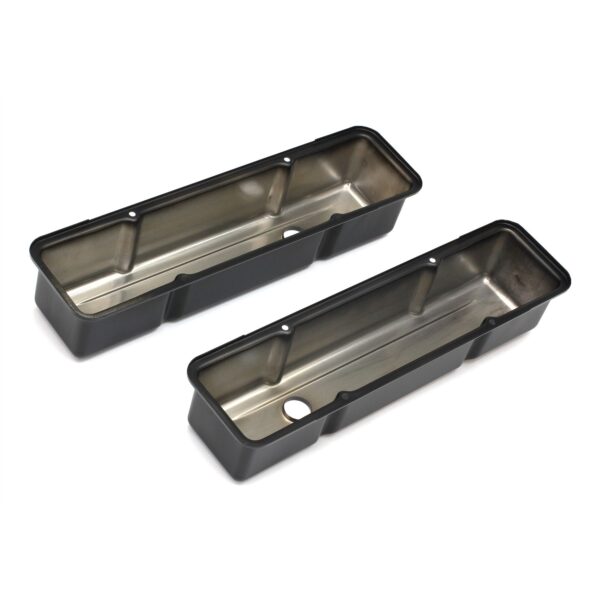 TRANS-DAPT PERFORMANCE PRODUCTS CHEVY 283-400 TALL ASPHALT BLACK POWDER COATED VALVE COVERS- UNBAFFLED