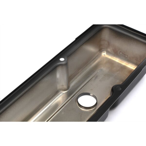 TRANS-DAPT PERFORMANCE PRODUCTS CHEVY 283-400 SHORT ASPHALT BLACK POWDER COATED VALVE COVERS- UNBAFFLED