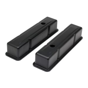 TRANS-DAPT PERFORMANCE PRODUCTS CHEVY 283-400 TALL ASPHALT BLACK POWDER COATED BAFFLED VALVE COVERS