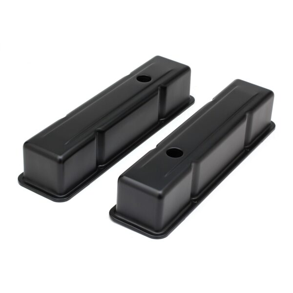 TRANS-DAPT PERFORMANCE PRODUCTS CHEVY 283-400 TALL ASPHALT BLACK POWDER COATED BAFFLED VALVE COVERS