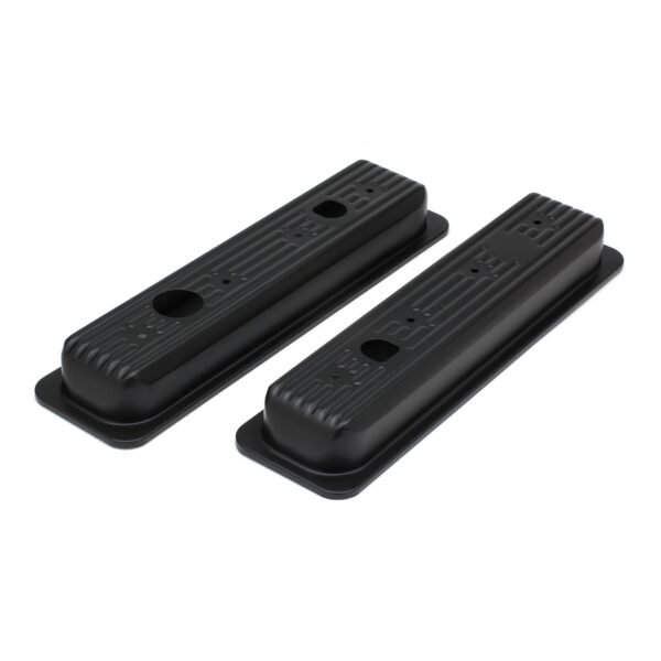 TRANS-DAPT PERFORMANCE PRODUCTS CHEVY 5.0-5.7L (TRUCKS ONLY); ASPHALT BLACK POWDER COATED VALVE COVER CAPS